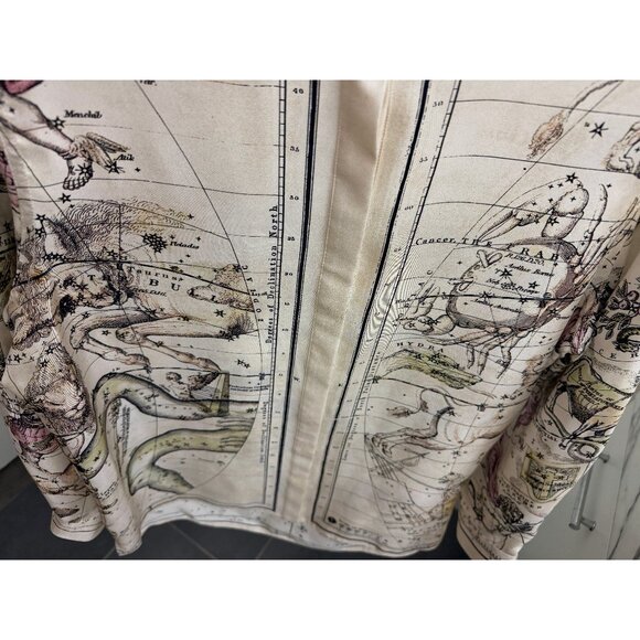 Rosetta Getty Astrology Zodiac Signs Map Print Silk Shirt Blouse Beige 2022 6 - Picture 9 of 16